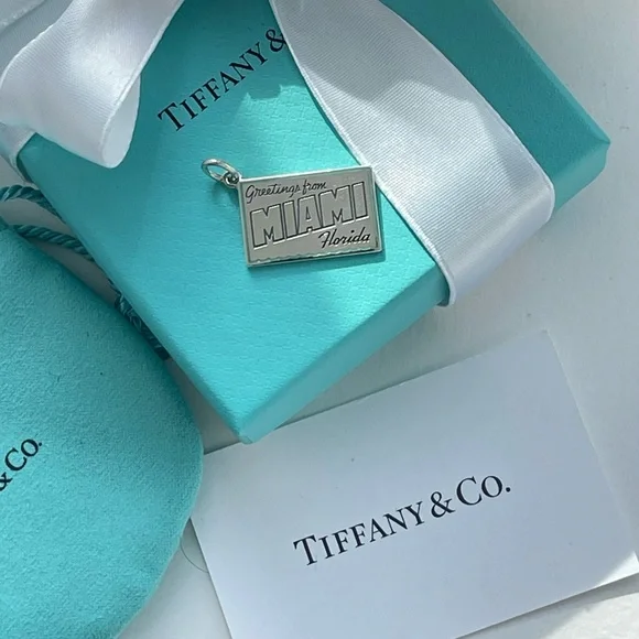 Tiffany Miami Postcard Charm in Sterling Silver NEW with box